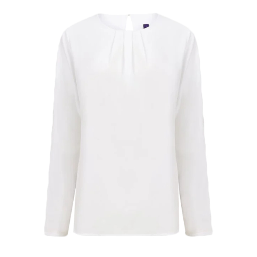Women's pleat front long sleeve blouse Thumbnail